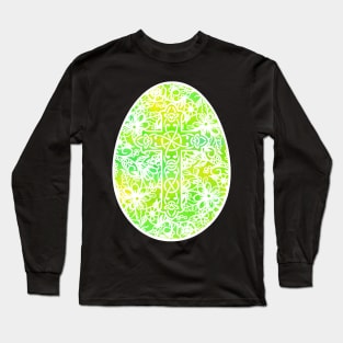 Green and White Easter Egg Pysanky Style | Cherie's Art(c)2021 Long Sleeve T-Shirt